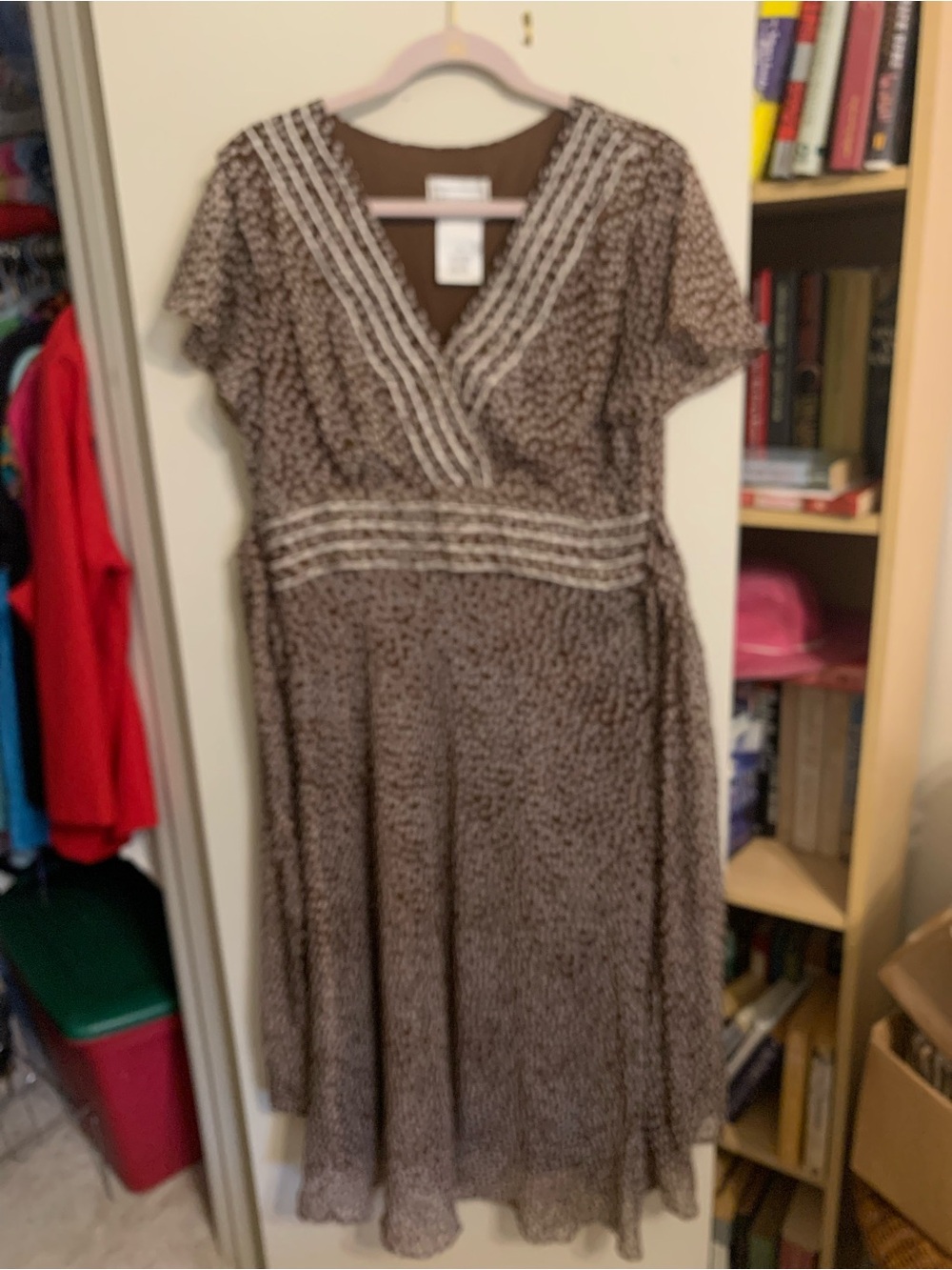 karin stevens Brown Dress with White Polka Dots